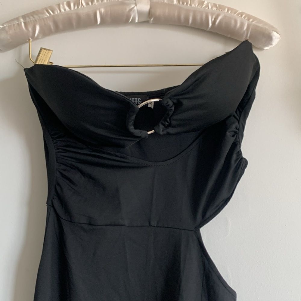 MIDI DRESS RUFFLE CUTOUT BLACK - Picture 4 of 12